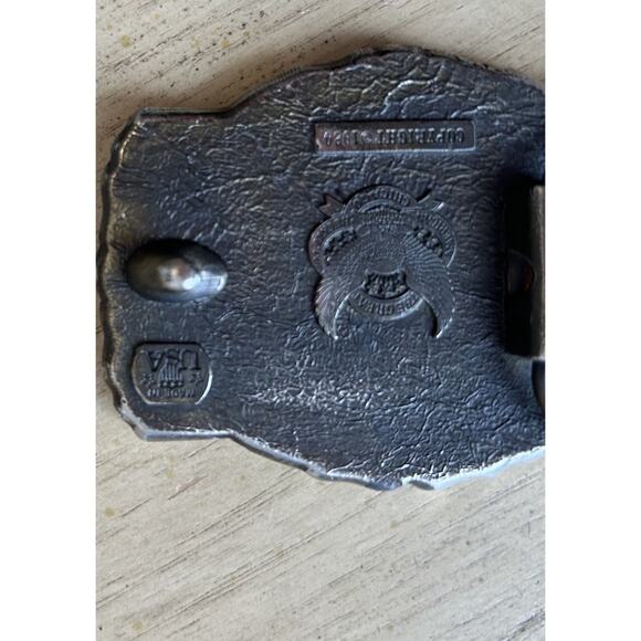 2 VTG EAGLE Belt Buckle Embossed Leather & Silver Turquoise USA American HEAVY - Picture 15 of 16